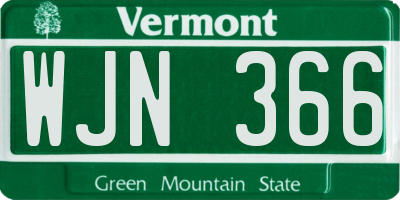 VT license plate WJN366