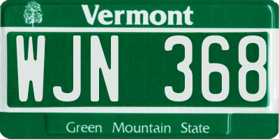 VT license plate WJN368