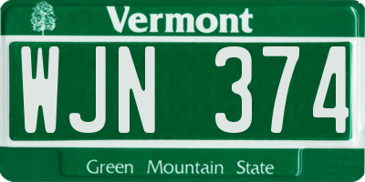 VT license plate WJN374