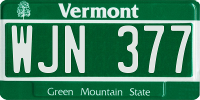 VT license plate WJN377