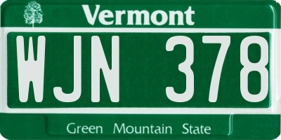 VT license plate WJN378