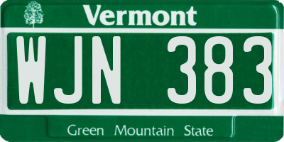 VT license plate WJN383