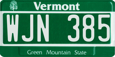 VT license plate WJN385