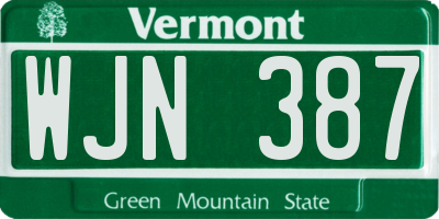 VT license plate WJN387