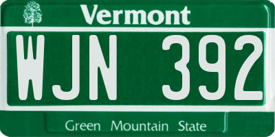 VT license plate WJN392