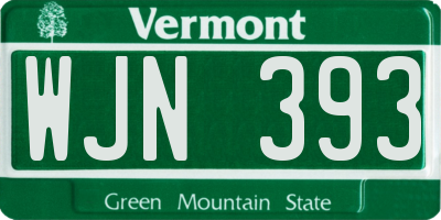 VT license plate WJN393