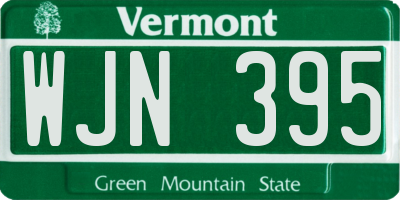 VT license plate WJN395