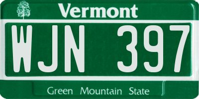 VT license plate WJN397