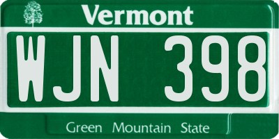 VT license plate WJN398