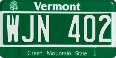 VT license plate WJN402
