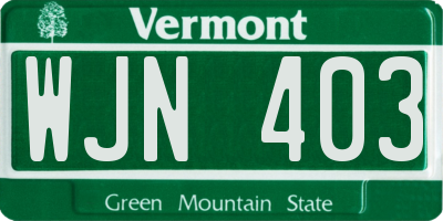 VT license plate WJN403