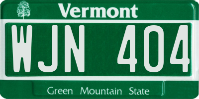 VT license plate WJN404