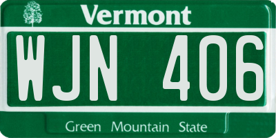 VT license plate WJN406
