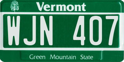 VT license plate WJN407