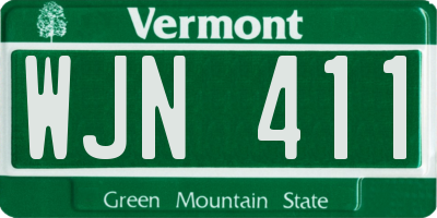 VT license plate WJN411