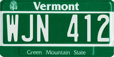 VT license plate WJN412