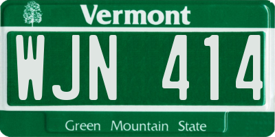 VT license plate WJN414