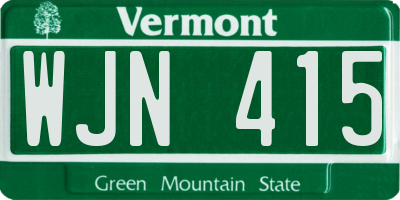VT license plate WJN415