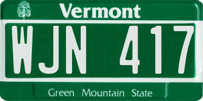 VT license plate WJN417