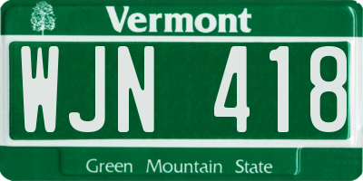 VT license plate WJN418