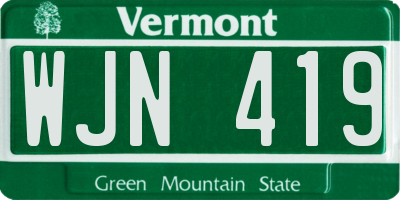 VT license plate WJN419