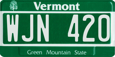 VT license plate WJN420