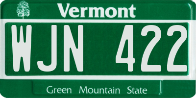VT license plate WJN422