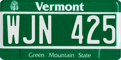 VT license plate WJN425