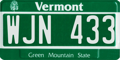 VT license plate WJN433