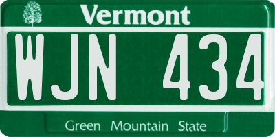 VT license plate WJN434