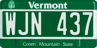 VT license plate WJN437