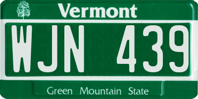 VT license plate WJN439