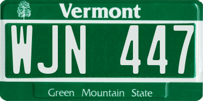 VT license plate WJN447