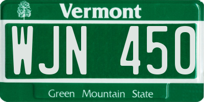 VT license plate WJN450