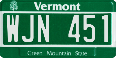 VT license plate WJN451