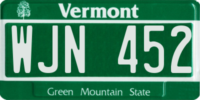 VT license plate WJN452