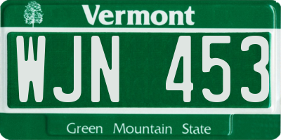 VT license plate WJN453