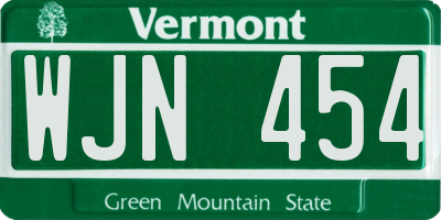 VT license plate WJN454