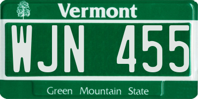 VT license plate WJN455