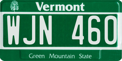 VT license plate WJN460