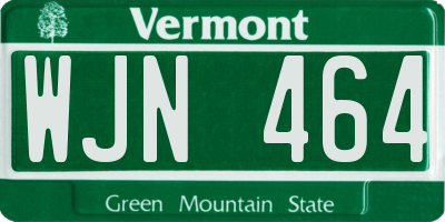 VT license plate WJN464