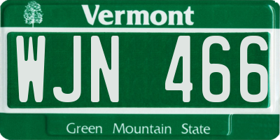 VT license plate WJN466