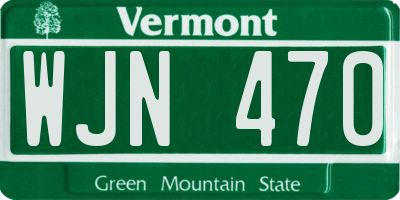 VT license plate WJN470