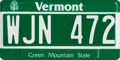 VT license plate WJN472