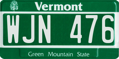 VT license plate WJN476