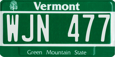 VT license plate WJN477