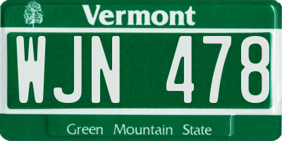 VT license plate WJN478