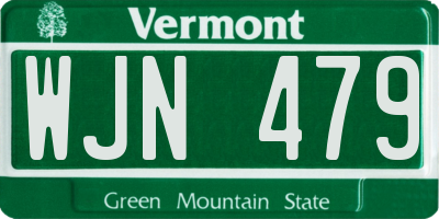 VT license plate WJN479