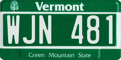 VT license plate WJN481