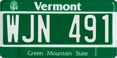 VT license plate WJN491